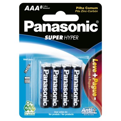 Pilha Comum Aaa (Palito) 1,5 Volts Panasonic Cartela Promocional Leve 8 Pague 6 R03ual