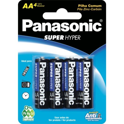 Pilha Comum Aa (Pequena) 1,5 Volts Panasonic Cartela Com 4 Unidades Um-3shs 