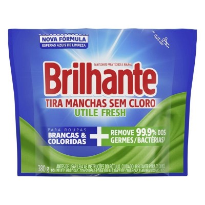 Tira-Manchas Em Pó Roupas Brancas E Coloridas Fresh Sem Cloro Brilhante Utile Pacote 380g