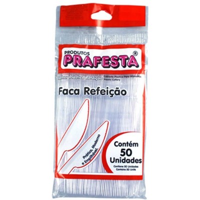 Faca Prafesta Descartavel Refeicao Cristal 50un