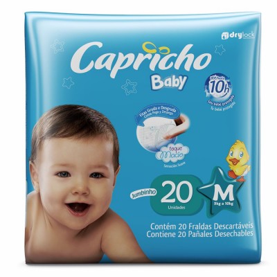 Fralda Descartável Infantil Baby Jumbinho 20un M (5kg A 10kg)