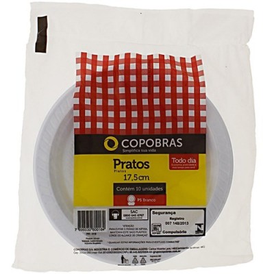 Prato Descartável Branco Copobras 17,5CM