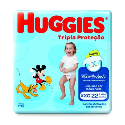 Fralda Descartavel Infantil Huggies Tripla Protecao Jumbo 22un Xxg (14kg À 18kg)