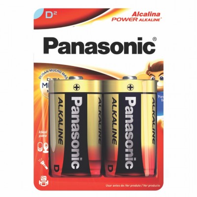 Pilha Alcalina D (Grande) 1,5 Volts Panasonic Cartela Com 2 Unidades Lr20-2b