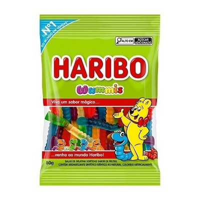 Bala Gelatina Haribo Wummis Frutas 80gr