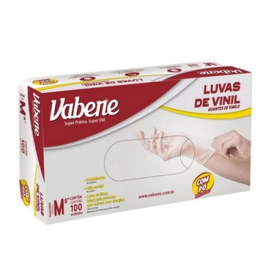 Luva Vinil Vabene Po Com Talco Media 100un