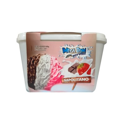 SORVETE MEGA BOM NAPOLITANO POTE 1,7LT