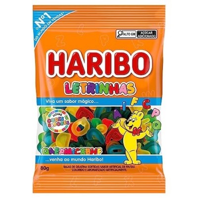 Bala Gelatina Haribo Letrinhas Frut 80gr