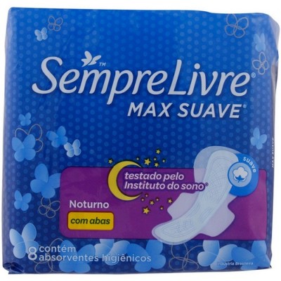 Absorvente Sempre Livre Noturno Suave Com Abas 8 un