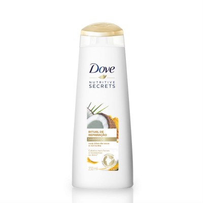 Shampoo Com Óleo De Coco E Cúrcuma Dove Nutritive Secrets Ritual De Reparação Frasco 200ml