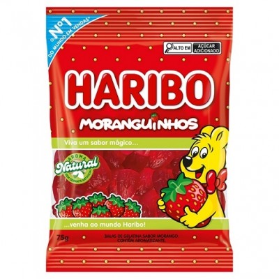 Bala Haribo Gelatina Ursinho Morango 75g