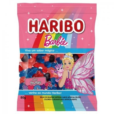 Bala Haribo Gelatina Barbie Frutas 80g