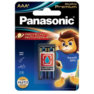 Pilha Alcalina Premium Aaa (Palito) 1,5 Volts Panasonic Cartela Com 2 Unidades Lr03egr