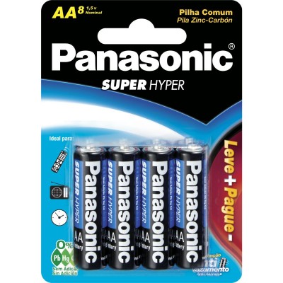 Pilha Comum Aa (Pequena) 1,5 Volts Panasonic Cartela Promocional Leve 8 Pague 6 Um-3shs