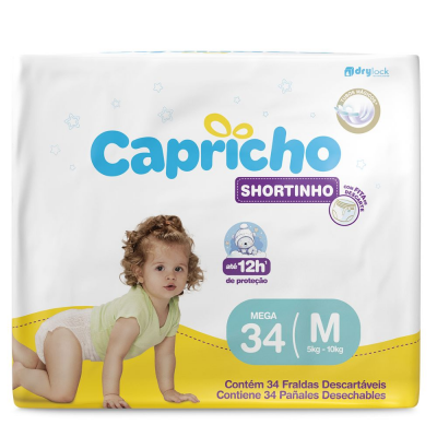 Fralda Capricho Baby Short Mega 34Un (M)