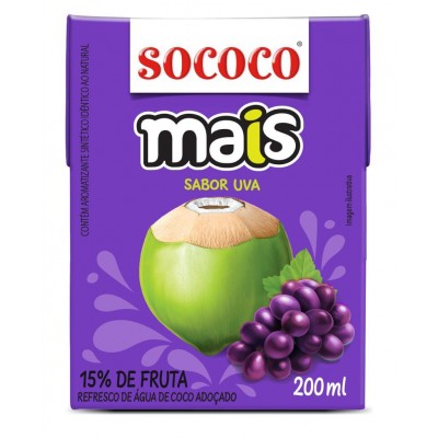 AGUA DE COCO SOCOCO MAIS UVA 200ML