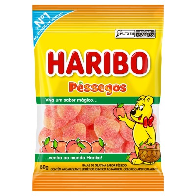 BALA GELATINA HARIBO PESSEGO 80GR