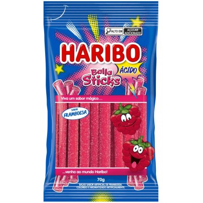 BALA HARIBO STICKS ACIDO FRAMBOESA 70GR