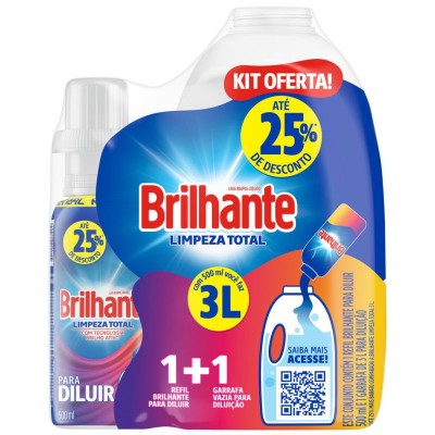 Kit Garrafa Para Diluição + Sabão Líquido Concentrado Para Diluir Brilhante Limpeza Total 500ml