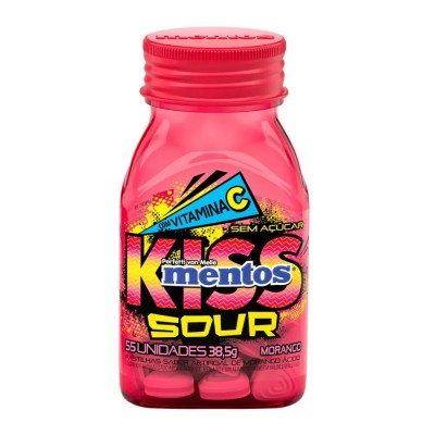 PASTILHA MENTOS KISS SOUR MORANGO 38,5GR