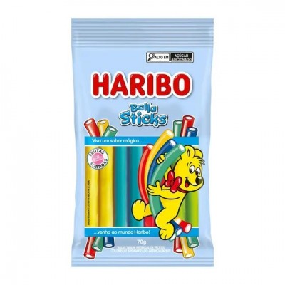 Bala Haribo Sticks Frutas Sortidas 70Gr