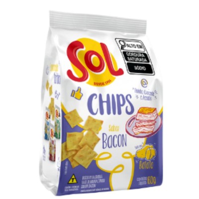 Biscoito Sol Chips Bacon 60Gr