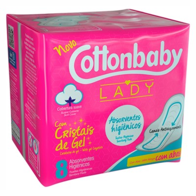 Absorvente Higienico Com Abas Lady Cottonbaby Suave 8un