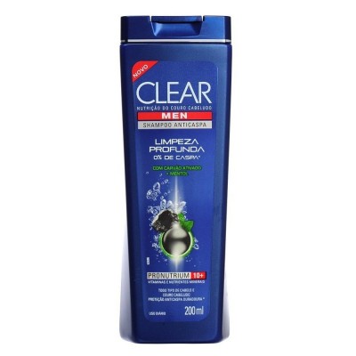 Shampoo Anticaspa Com Carvão Ativado E Mentol Clear Men Sports Limpeza Profunda Frasco 200ml