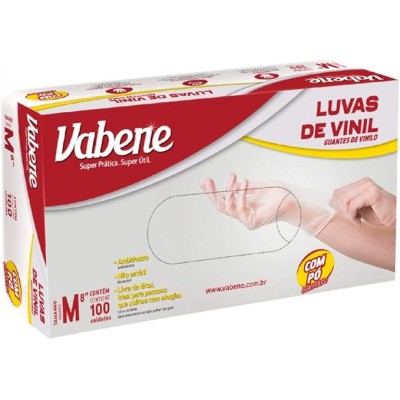 Luva Vinil Vabene Industrial Com Po Tamanho M 100 Unidades