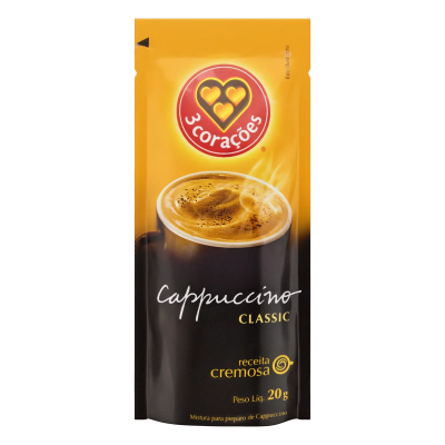 Cappuccino 3 Coracoes Soluvel Classico Sache 20gr