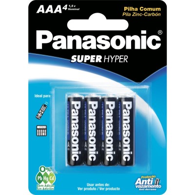 Pilha Comum Aaa (Palito) 1,5 Volts Panasonic Cartela Com 4 Unidades R03ual