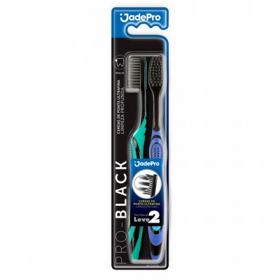 Escova Dental Jadepro Pro Black Macia 2unidades