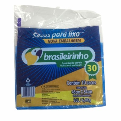 Saco Para Lixo Rava Brasileirinho Azul 30l