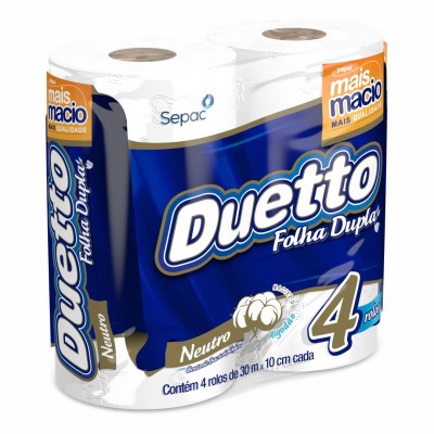 Papel Higienico Folha Dupla Neutro Duetto 30m Pacote 4rl