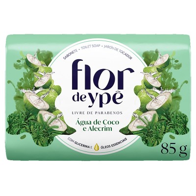 Sabonete Barra com Glicerina e Óleos Essenciais Água de Coco e Alecrim Flor de Ypê 85g