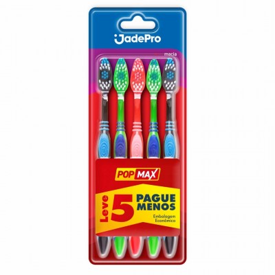 Escova Dental Jadepro Popmax Macia Com 5unidades