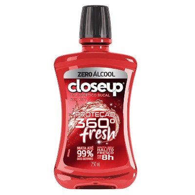 Enxaguante Bucal Antisséptico Zero Álcool Closeup Red Hot Proteção 360° Fresh Frasco 250ml