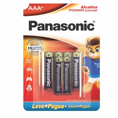 Pilha Alcalina Aaa (Palito) 1,5 Volts Panasonic Cartela Promocional Leve 6 Pague 5 Lr03xab