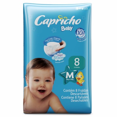 Fralda Descartável Infantil Baby Regular 8un M (5kg A 10kg)