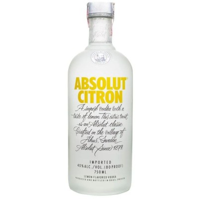 Vodka Destilada Saborizada Citron Absolut Garrafa 750ml