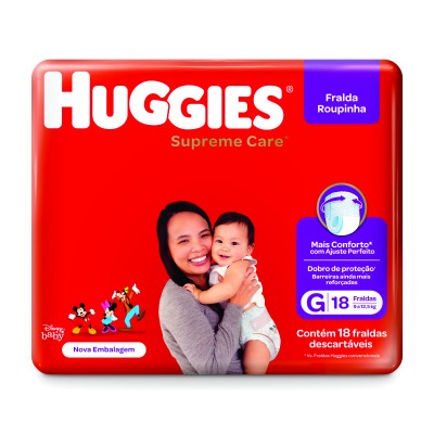 Fralda Descartavel Infantil Calça Huggies Supreme Jumbo 18un G (9kg A 12,5kg)