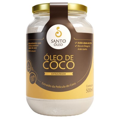 Oleo De  Coco Extra Virgem Extraido Pelicula Do Coco Santo Oleo 500ml