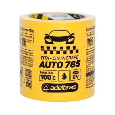 Fita Crepe Adelbras Auto Amarelo 18mmx40mt