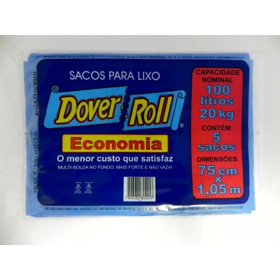 Saco Para Lixo Azul Dover Roll Eco 100l 5un