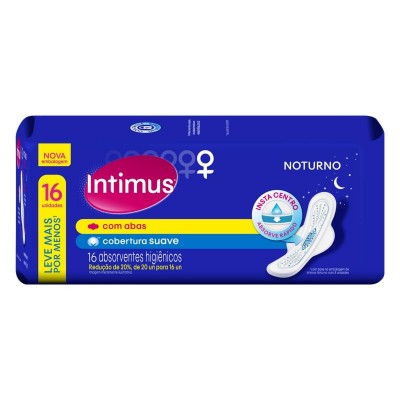 Absorvente Noturno Intimus Gel Cobertura Suave Com Abas 16un