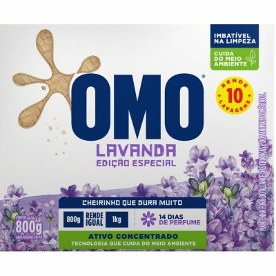 Sabão Em Pó Com Ativo Concentrado Lavanda Omo Caixa 800g 