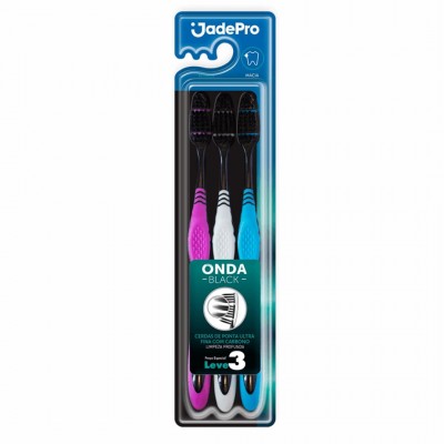 Escova Dental Jadepro Onda Black Macia 3un