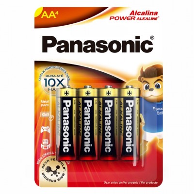 Pilha Alcalina Aa (Pequena) 1,5 Volts Panasonic Cartela Com 4 Unidades Lr06-4b