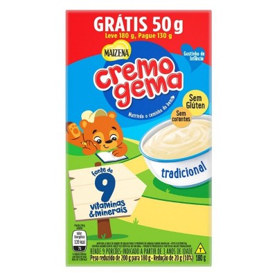 Mingau Tradicional Maizena Cremogema Caixa Leve 180g Pague 130g