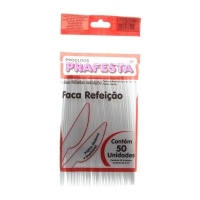 Faca Prafesta Descartável Refeição Branco 50un